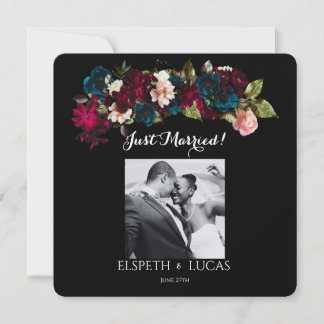 Elegant Minimalist Black and Floral Wedding Save The Date