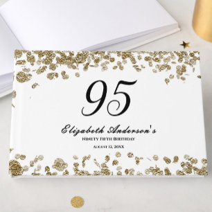 Elegant Minimalist Black and Gold 95th Birthday Guest Book