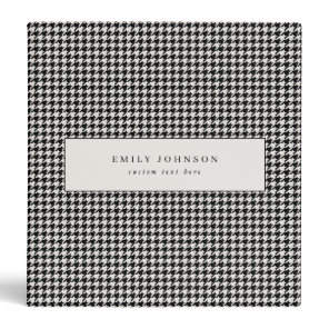 Elegant Minimalist Black and Ivory Houndstooth 3 Ring Binder