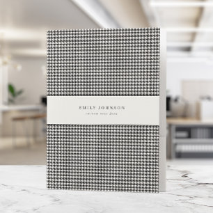 Elegant Minimalist Black and Ivory Houndstooth Pocket Folder