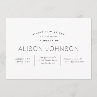 Elegant Minimalist Black And White Bridal Shower Invitation