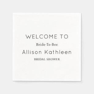 Elegant Minimalist Black and White Bridal Shower Napkins