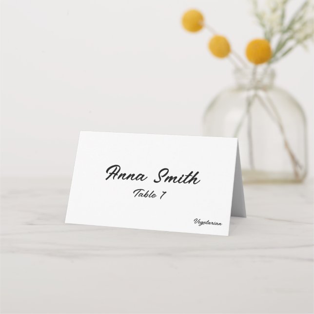 Elegant Minimalist Black and White Contemporary Place Card (Front)