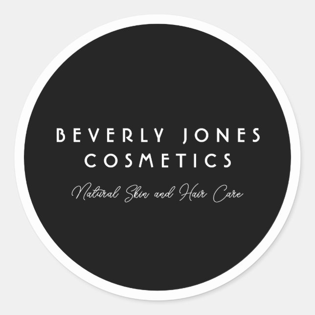 Elegant Minimalist Black and White Cosmetics Label (Front)