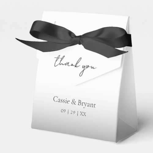 Elegant Minimalist Black and White Ombre Thank You Favor Boxes