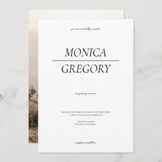 Elegant Minimalist Black and White Photo Wedding Invitation