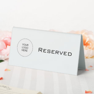 Elegant Minimalist Black And White Reserved Custom Table Tent