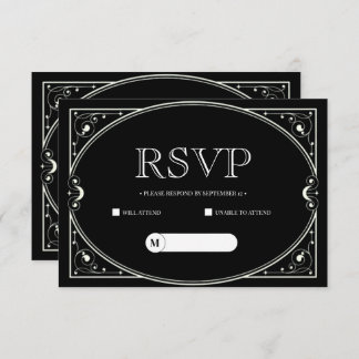 Elegant Minimalist Black and White Rsvp card