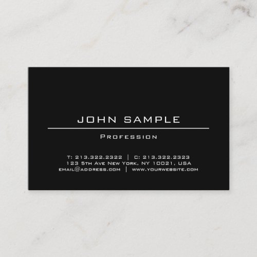 Elegant Minimalist Black And White Simple Graceful Business Card