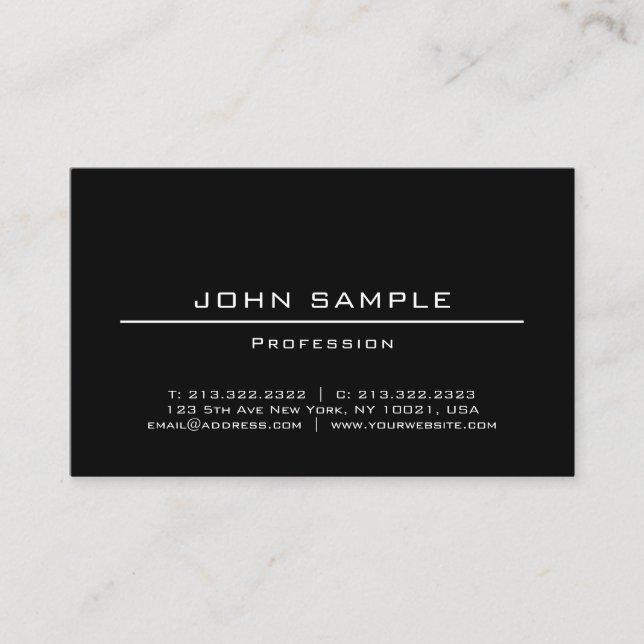Elegant Minimalist Black And White Simple Graceful Business Card (Front)