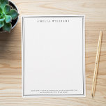 Elegant Minimalist Black and White Two Border Letterhead<br><div class="desc">Create your own personalized letterhead with elegant chic typography name and two border lines in black and white color.</div>