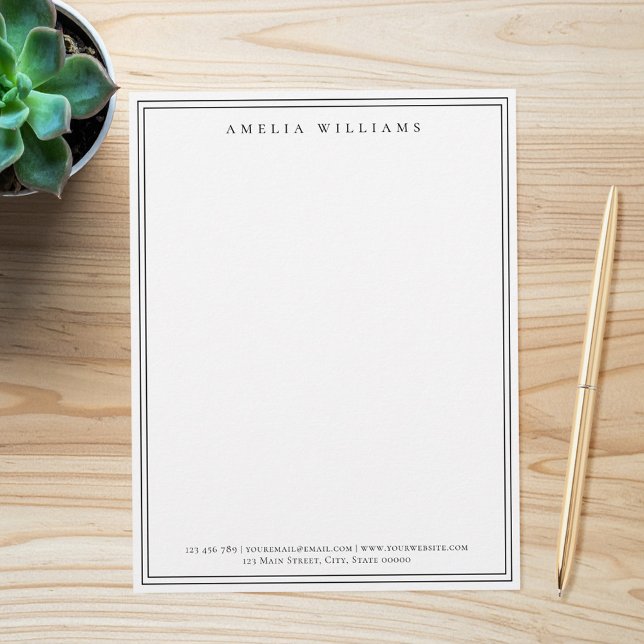Elegant Minimalist Black and White Two Border Letterhead (Creator Uploaded)