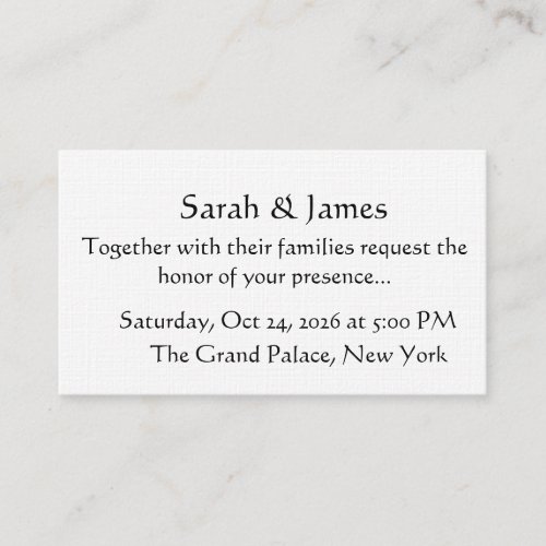 Elegant Minimalist Black and White Wedding Invitat Place Card