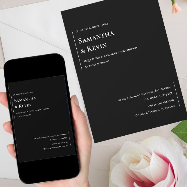 Elegant Minimalist Black And White Wedding Invitation (Elegant Minimalist Black And White Wedding Invitation)