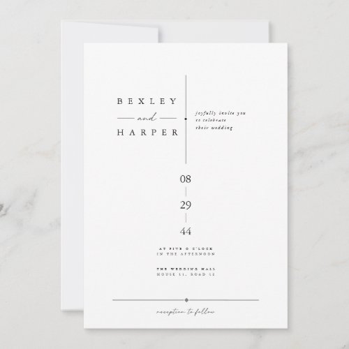 Elegant Minimalist Black and White Wedding Invitation
