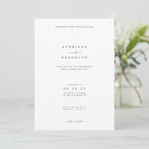 Elegant Minimalist Black and White Wedding Invitation