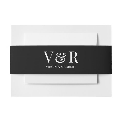 Elegant Minimalist Black and White Wedding Invitation Belly Band