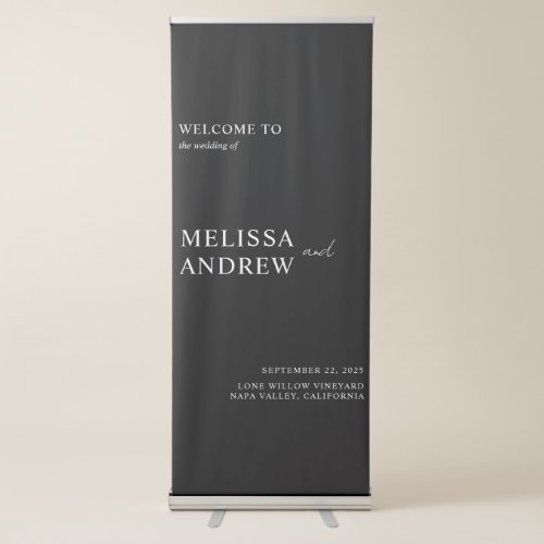 Elegant Minimalist Black and White Wedding Retractable Banner