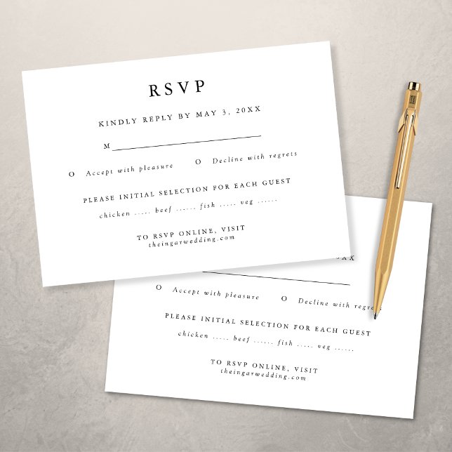 Elegant Minimalist Black and White Wedding RSVP Card (Creator Uploaded)