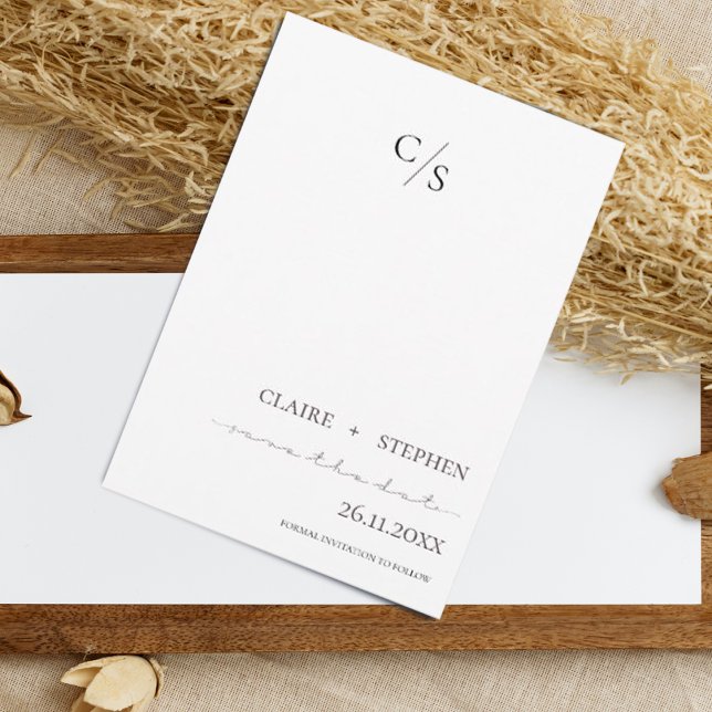 Elegant Minimalist Black And White Wedding Save The Date (Creator Uploaded)