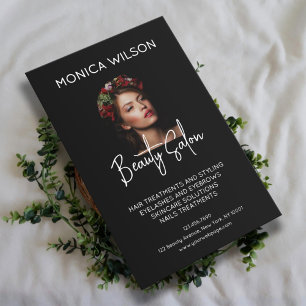 Elegant minimalist black beauty salon flyer