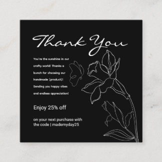 Elegant Minimalist Black Business Thank You Card