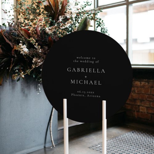 Elegant Minimalist Black Circle Wedding Welcome Foam Board