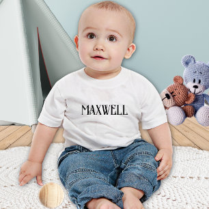 Elegant Minimalist Black Family Name Baby T-Shirt