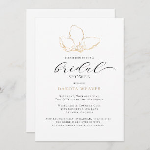 Elegant Minimalist Black Gold Bridal Shower Invitation