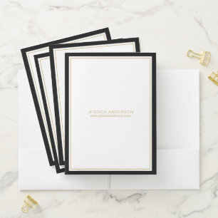 Elegant Minimalist Black Gold Custom Pocket Folder