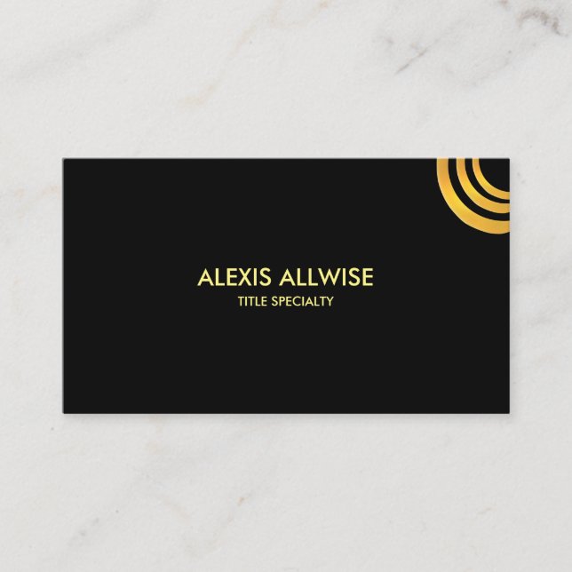 Elegant Minimalist Black & Gold Metallic Business Card (Front)