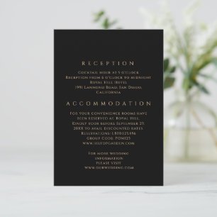 Elegant Minimalist Black & Gold Modern Wedding  Enclosure Card
