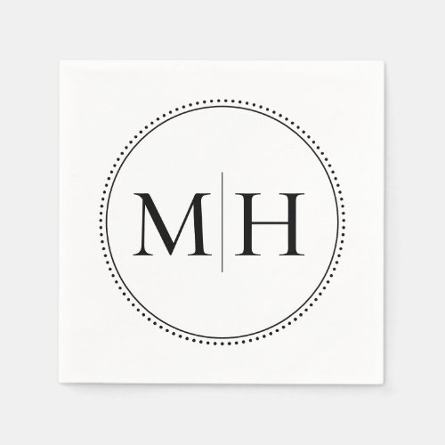 Elegant Minimalist Black Monogram Wedding Napkins