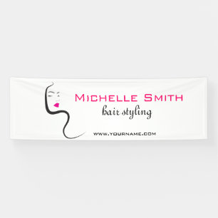 Elegant Minimalist Black Pink Hair Beauty Salon Banner