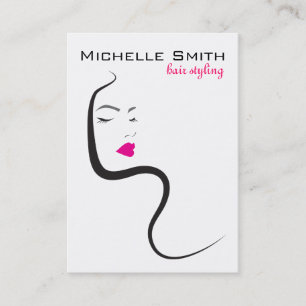 Elegant Minimalist Black Pink Hair Beauty Salon Business Card