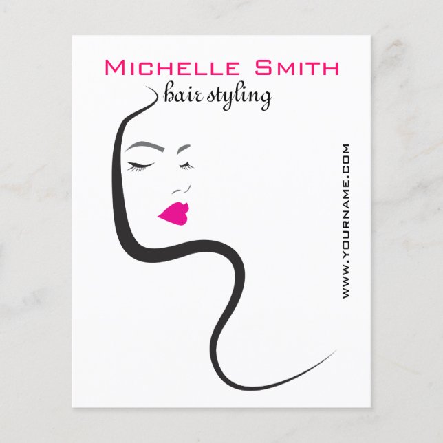 Elegant Minimalist Black Pink Hair Beauty Salon Flyer (Front)