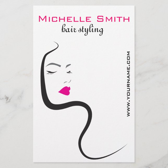 Elegant Minimalist Black Pink Hair Beauty Salon Flyer (Front)