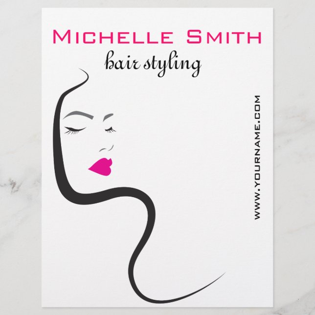 Elegant Minimalist Black Pink Hair Beauty Salon Flyer (Front)