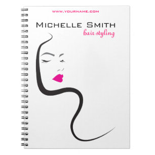 Elegant Minimalist Black Pink Hair Beauty Salon Notebook