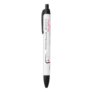 Elegant Minimalist Black Pink Hair Beauty Salon Pen