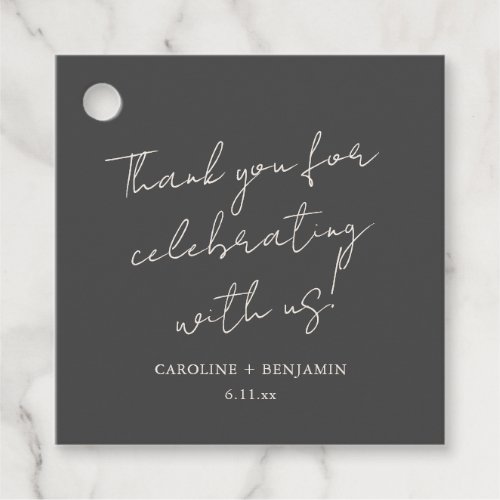 Elegant Minimalist Black Script Wedding Custom Favor Tags