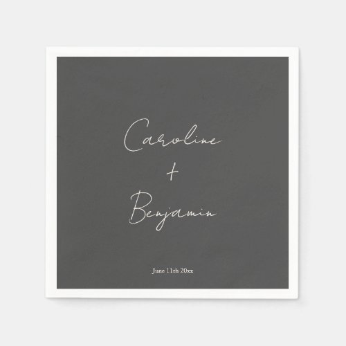 Elegant Minimalist Black Script Wedding Custom Napkins