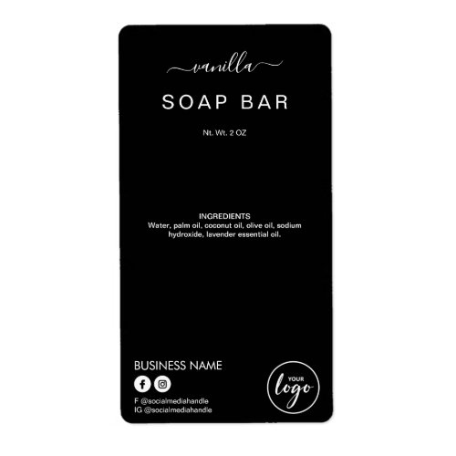 Elegant Minimalist Black Soap Bar Product Labels