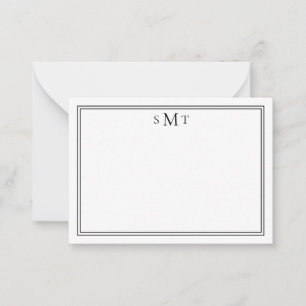 Elegant Minimalist Black Three Letter Monogram Note Card
