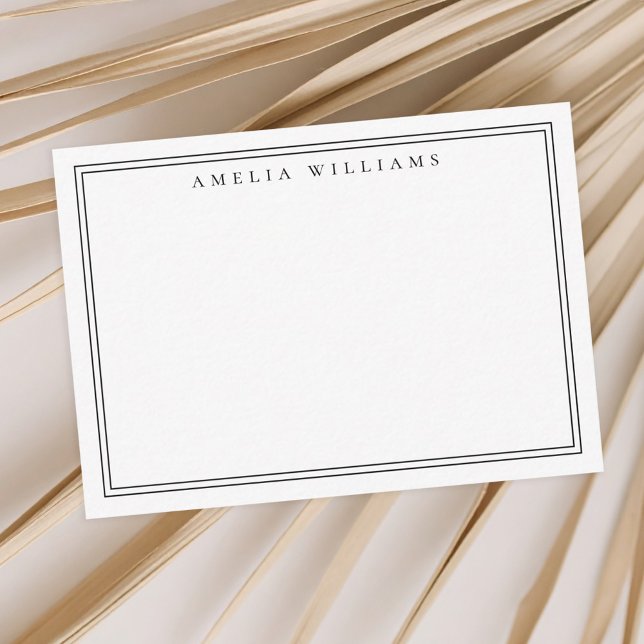 Elegant Minimalist Black Two Border Note Card (Creator Uploaded)
