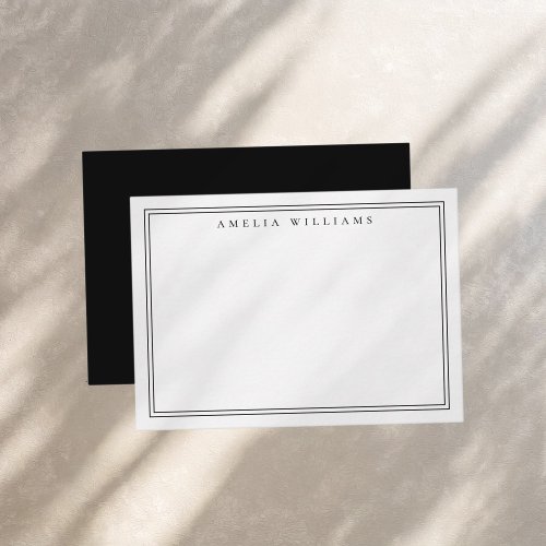 Elegant Minimalist Black Two Border Note Card