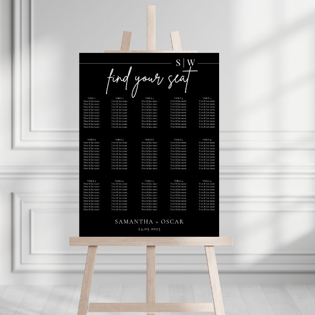 Elegant Minimalist Black Wedding Seating Chart  (Creator Uploaded)
