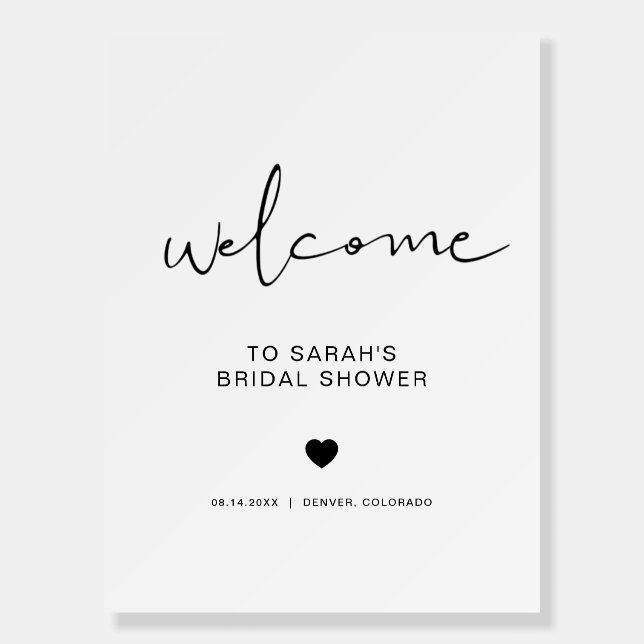 Elegant Minimalist black welcome bridal shower Foam Board (Front)