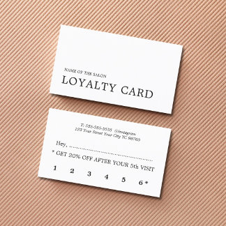 Elegant Minimalist Black White Beauty Loyalty Card