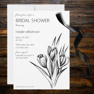 Elegant Minimalist Black & White Bridal Shower Invitation